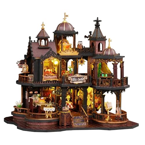 Spilay DIY Miniatur-Puppenhaus-Set, DIY-Puppenhaus-Set mit Holzmöbeln, staubdichter Abdeckung, Spieluhr und LED, handgefertigtes Handwerk, Geschenke für Geburtstag, Weihnachten und Valentinstag - ES18 Spilay DIY Miniatur-Puppenhaus-Set, DIY-Puppenhaus-Set mit Holzmöbeln, staubdichter Abdeckung, Spieluhr und LED, handgefertigtes Handwerk, Geschenke für Geburtstag, Weihnachten und Valentinstag - ES18 von Spilay