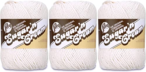 Lily Sugar 'n Cream Solid Garn aus 100 % Baumwolle (3er-Pack) (Ecru #0004) von Spinrite