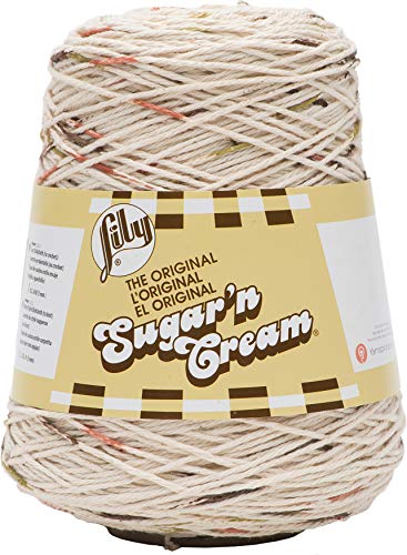 Spinrite Sugar'n Cream Garn, 100% Baumwolle, 4-lagig, für viele Bastelprojekte, Pullover, Geschirrtuch oder Teppiche, ca. 400 g, Sonoma, konisch, Creme mit braunen, oliven und Rost Dashes von Spinrite