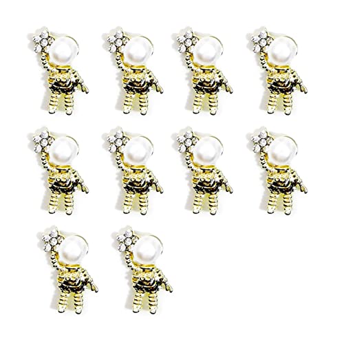 10 Stück 3D Nail Art Charms Nägel Charms Strass Gold Silber Nagel Schmuck für Acrylnägel Großer Bär Kaninchen Astronaut Strass Tropfen Nail Art Dekoration Zubehör Diamant Nagel Edelsteine #11 von SpirWoRchlan