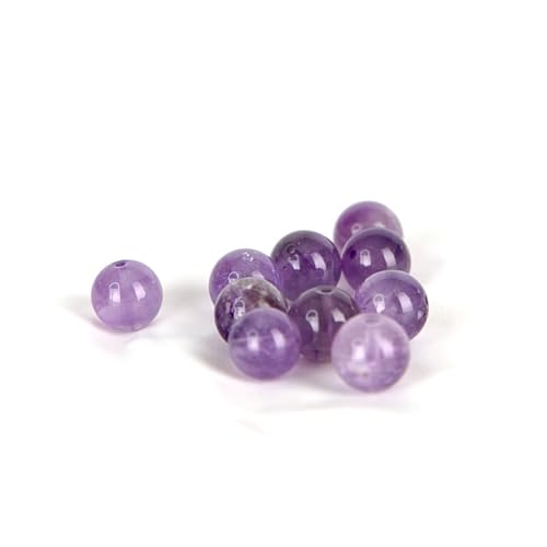 Perlen für Armband, 10 Stück, klarer Amethyst, Naturstein, Lithotherapie, 8 mm – Reinigung | spirituelle Erhebung | Beruhigung – Geschenkidee Schmuck DIY (Edelsteine Violett) von Spirituellementbien