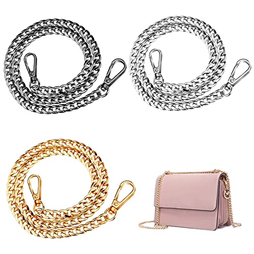 3 Stück Kettenriemen Metall, Ersatzkette Handtasche, Taschen Metallketten, Accessoire Ersatz für Handtaschen, Umhängetaschen, Geldbörsen (Golden, Silber, Schwarz) von Spldsun