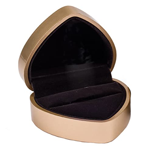 Ring Box Herzform, Samt Ring Schachtel Ehering Box, Schmuckschatullen Geschenkbox für Hochzeit Verlobungsring Valentinstag (Gold) von Spldsun