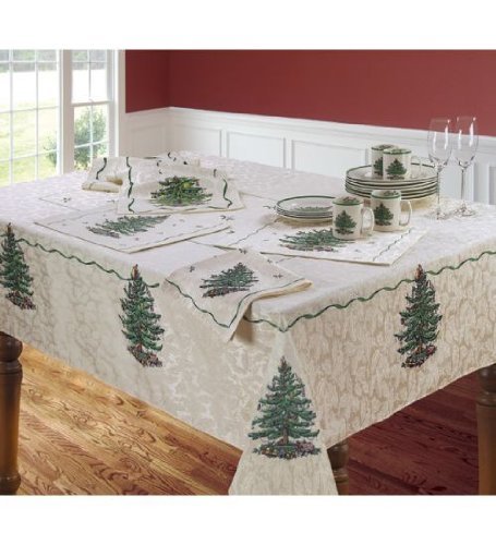 Spode Tischdecke mit Weihnachtsbaum-Motiv, 152,4 x 259,1 cm von Spode