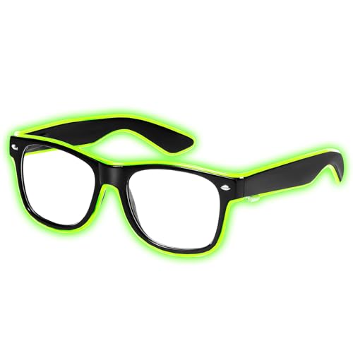 Spooktacular Creations Leuchtende Neon Brille, leuchtende LED-Sonnenbrille, (Grün) Halloween-Partyzubehör grüne beleuchtete Neonbrille mit 3 Modi, leuchtet im Dunkeln von Spooktacular Creations