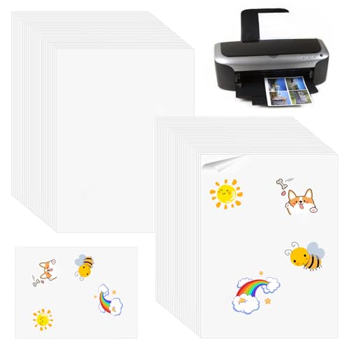 50 Blatt Universal Etiketten A4: 21×29.7 cm Wasserdichtes Bedruckbares Etiketten Selbstklebend Bedruckbar Vinyl Stickerpapier Adressetiketten zum Bedrucken für Tintenstrahldrucker Kopierergebrauch von Sporgo