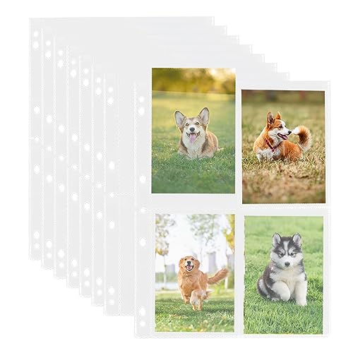 50 Stück Fotohüllen DIN A4: Transparent Postkartenhüllen 4 Taschen je 10,8 x 15,2 cm, A4 Fotosichthüllen Klarsichtfolien Prospekthüllen Sammelhüllen für Postkarten Fotos Dokumente von Sporgo