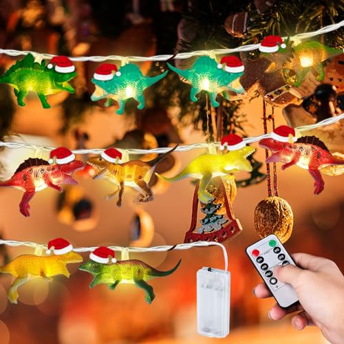 Lichterkette Kinderzimmer Junge mit Fernbedienung: 2M 10LED Dino Lampe Lichterkette Kinder LED Dino Lichterkette Nachtlicht Dino Deko für Kinderzimmer Deko Kindergeburtstag Deko batteriebetrieben von Sporgo