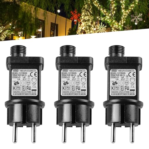 Sporgo 3 Stück LED Netzteil 6W 31V: 8 Modi Niederspannungs Transformator mit Timer, IP44 LED Netzteil Adapter Transformator mit Memory-Funktion für Weihnachtslichter Eiszapfenlichter Lichterkette von Sporgo