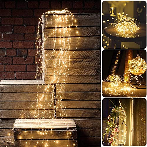 Sporgo Led Lichterbündel, 2M 200 LED Wasserdichte Dekorative Wasserfall-String-Leuchten, 8 Lichtmodi Led Lichterbündel mit Fernbedienung Für Innen und Außen,Party,Hochzeit,Weihnachtsbaum von Sporgo