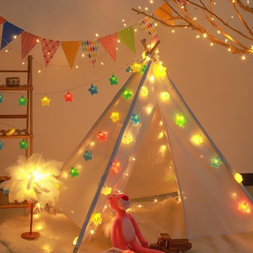 Sporgo Lichterkette Kinderzimmer LED Wolke: 8 Modi Lichterkette Innen 3M 20LEDs Sterne Lichter, Wolke und Sterne Lichterkette mit Timer, Wolkenlampe für Kinderzimmer, Partydekoration, Weihnachten von Sporgo