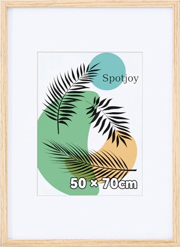 Spotjoy Bilderrahmen 50x70 cm 1er Set Fotorahmen Posterrahmen mit Passepartout Holzrahmen Dokumentenrahmen stabiles MDF-Holz Rahmen mit Acrylglas, Holz von Spotjoy