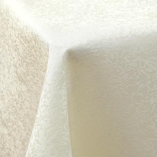 Spotjoy Tischdecke Abwaschbar Rechteckig 130x130cm Polyester Tischwäsche Jacquard Garten Tafeldecke Ornamente Pflegeleicht - Beige von Spotjoy