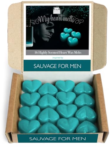 Sauvage for Men Wachsschmelzwachs, herzförmig, inspiriertes Aftershave, für Herren, Sauvage High Street Duft, in einer umweltfreundlichen Geschenkbox, 16 x 5 g von Spotless Leopard