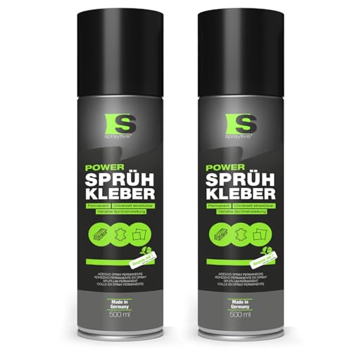 Spraytive 2 x 500ml Power Sprühkleber: Für Textilien, Vlies, Schaumstoff, Leder, Dachhimmel, Teppich, Papier & mehr - Stark permanent haftend mit variabler Sprüheinstellung von Spraytive