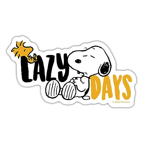 Spreadshirt Peanuts Snoopy Lazy Days Chillen Sticker, max. 10 x 10 cm, 10 x 10 cm, Mattweiß von Spreadshirt