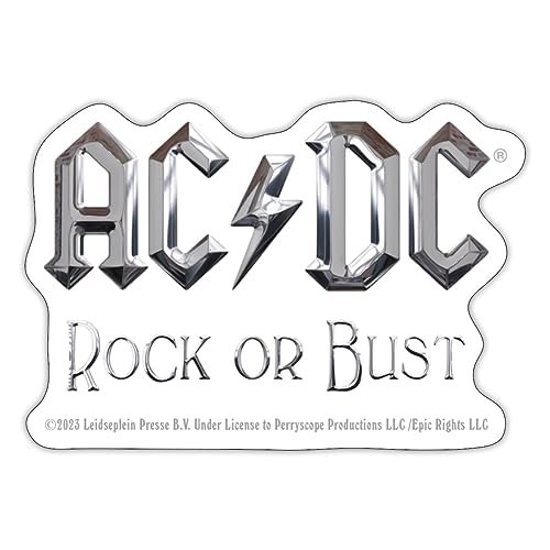 Spreadshirt AC/DC Logo In Silber Rock Or Bust Album Sticker, 10 x 10 cm, Mattweiß von Spreadshirt