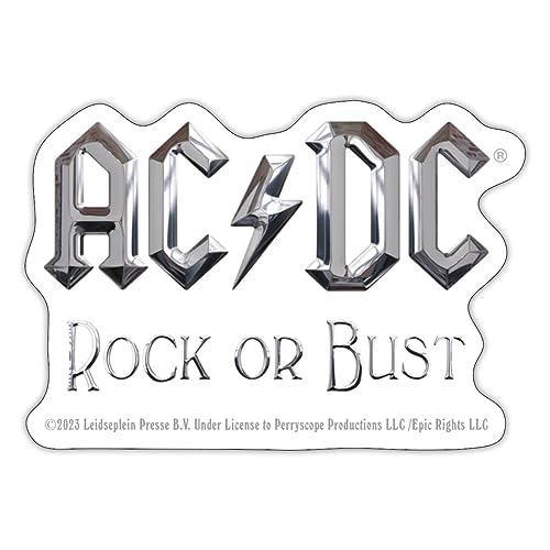 Spreadshirt AC/DC Logo In Silber Rock Or Bust Album Sticker, max. 10 x 10 cm, 10 x 10 cm, Mattweiß von Spreadshirt