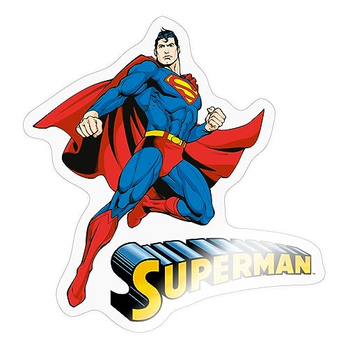 Spreadshirt DC Comics Superman Pose + Schriftzug Sticker, max. 10 x 10 cm, 10 x 10 cm, Transparent glänzend von Spreadshirt