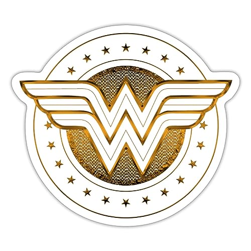 Spreadshirt DC Comics Wonder Woman Logo Mit Sternchen Sticker, max. 10 x 10 cm, 10 x 10 cm, Mattweiß von Spreadshirt