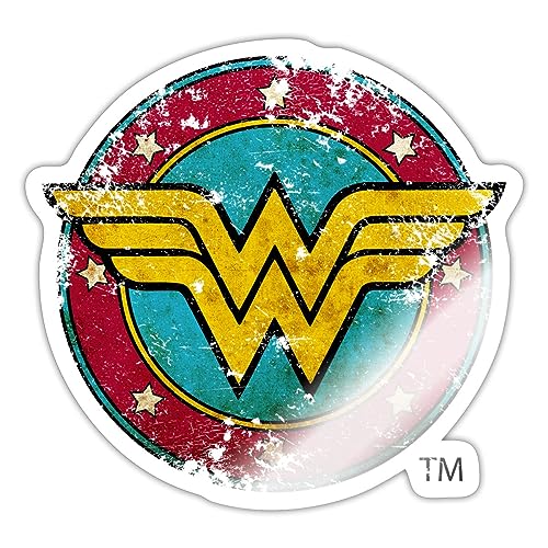 Spreadshirt DC Comics Wonder Woman Logo Used Look Sticker, max. 10 x 10 cm, 10 x 10 cm, Weiß glänzend von Spreadshirt