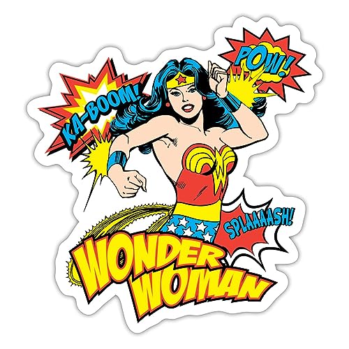 Spreadshirt DC Comics Wonder Woman Retro Sticker, max. 10 x 10 cm, 10 x 10 cm, Mattweiß von Spreadshirt