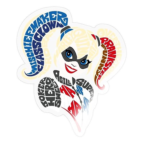 Spreadshirt Super Hero Girls Harley Quinn Typografie Sticker, max. 10 x 10 cm, 10 x 10 cm, Transparent glänzend von Spreadshirt