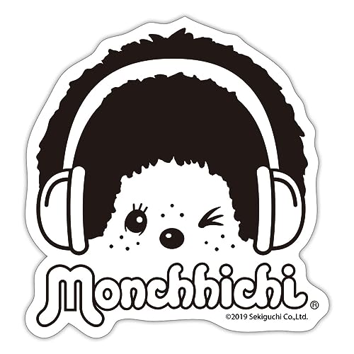 Spreadshirt DJ Monchhichi Mit Kopfhörern Sticker, max. 10 x 10 cm, 10 x 10 cm, Mattweiß von Spreadshirt