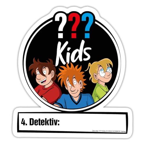 Spreadshirt Die Drei ??? Kids Detektive Personalisierbar Sticker, max. 10 x 10 cm, 10 x 10 cm, Mattweiß von Spreadshirt