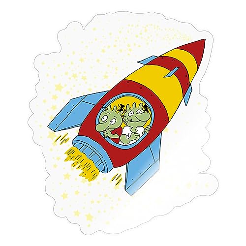 Spreadshirt Die Olchis Classic Fliegen Mit Einer Rakete Sticker, max. 10 x 10 cm, 10 x 10 cm, Transparent glänzend von Spreadshirt