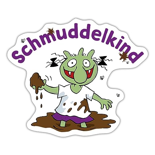 Spreadshirt Die Olchis Classic Schmuddelkind Im Schlamm Sticker, max. 10 x 10 cm, 10 x 10 cm, Mattweiß von Spreadshirt