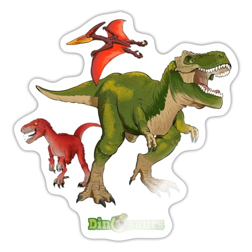 Spreadshirt Dinosaurier T-Rex Velociraptor Pteranodon Sticker, max. 10 x 10 cm, 10 x 10 cm, Weiß glänzend von Spreadshirt