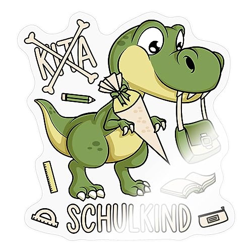 Spreadshirt Einschulung Schulkind 2024 Dinosaurier Dino Sticker, max. 10 x 10 cm, 10 x 10 cm, Transparent glänzend von Spreadshirt