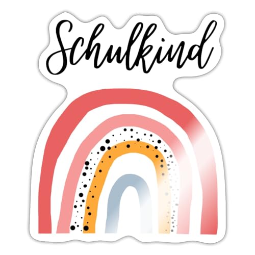 Spreadshirt Einschulung Schulkind 2025 Regenbogen Geschenkidee Sticker, max. 10 x 10 cm, 10 x 10 cm, Weiß glänzend von Spreadshirt