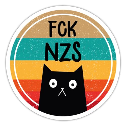 Spreadshirt FCK NZS Katze Gegen Rechts Politik Sticker, max. 10 x 10 cm, 10 x 10 cm, Mattweiß von Spreadshirt