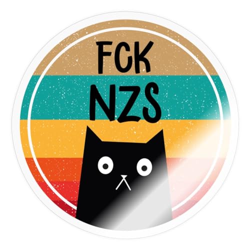 Spreadshirt FCK NZS Katze Gegen Rechts Politik Sticker, 10 x 10 cm, Transparent glänzend von Spreadshirt