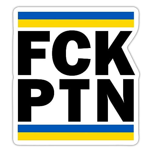 Spreadshirt FCK PTN Putin Ukraine Krieg Frieden Solidarität Statement Sticker, max. 10 x 10 cm, 10 x 10 cm, Mattweiß von Spreadshirt