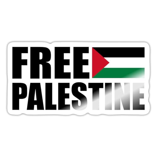 Spreadshirt Free Palestine Flagge Palästina Schwarz Sticker, max. 10 x 10 cm, 10 x 10 cm, Weiß glänzend von Spreadshirt