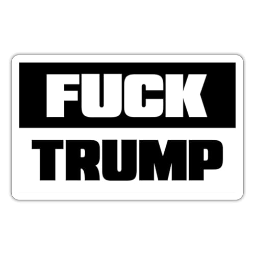 Spreadshirt Fuck Trump Schwarz-Weiß Sticker, max. 10 x 10 cm, 10 x 10 cm, Mattweiß von Spreadshirt