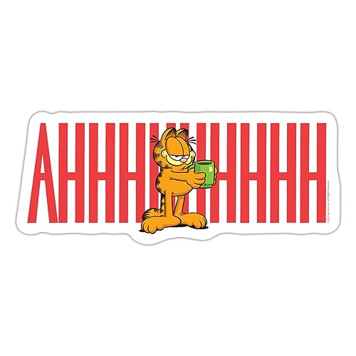 Spreadshirt Garfield Kaffee Ahhh Sticker, max. 10 x 10 cm, 10 x 10 cm, Mattweiß von Spreadshirt