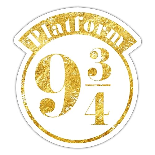 Spreadshirt Harry Potter Platform 9 3/4 Gold Sticker, max. 10 x 10 cm, 10 x 10 cm, Mattweiß von Spreadshirt