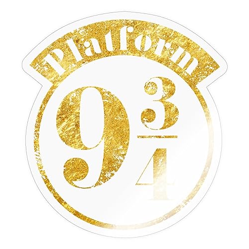 Spreadshirt Harry Potter Platform 9 3/4 Gold Sticker, max. 10 x 10 cm, 10 x 10 cm, Transparent glänzend von Spreadshirt