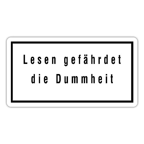 Spreadshirt Lesen Gefährdet Die Dummheit Bücherwurm Leseratte Sticker, max. 10 x 10 cm, 10 x 10 cm, Mattweiß von Spreadshirt