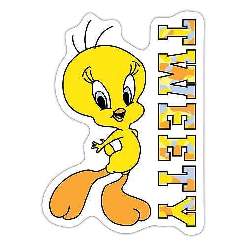 Spreadshirt Looney Tunes Tweety Camouflage Sticker, max. 10 x 10 cm, 10 x 10 cm, Mattweiß von Spreadshirt