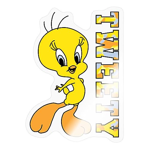 Spreadshirt Looney Tunes Tweety Camouflage Sticker, max. 10 x 10 cm, 10 x 10 cm, Transparent glänzend von Spreadshirt