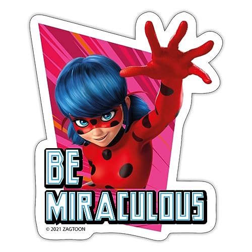 Spreadshirt Miraculous Ladybug Be Miraculous Sticker, max. 10 x 10 cm, 10 x 10 cm, Mattweiß von Spreadshirt