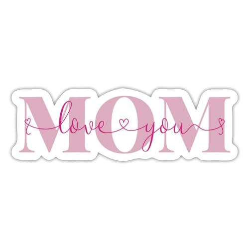 Spreadshirt Mom Schriftzug Love You Muttertag Sticker, max. 10 x 10 cm, 10 x 10 cm, Mattweiß von Spreadshirt