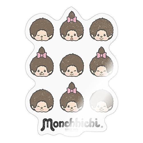 Spreadshirt Monchhichi Gesichter Emotionen Sticker, max. 10 x 10 cm, 10 x 10 cm, Transparent glänzend von Spreadshirt