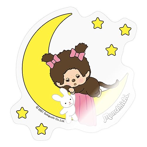 Spreadshirt Monchhichi Sleeping Girl Mond Sticker, max. 10 x 10 cm, 10 x 10 cm, Transparent glänzend von Spreadshirt