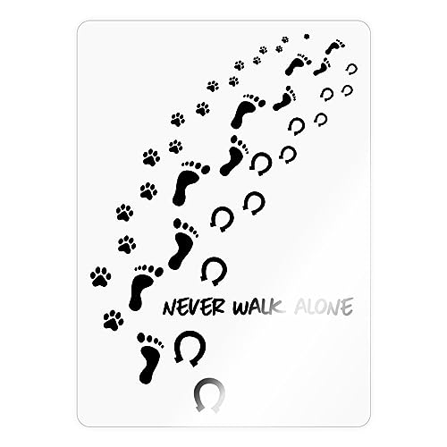 Spreadshirt Never Walk Alone Hund Mensch Hufabdrücke Sticker, max. 10 x 10 cm, 10 x 10 cm, Transparent glänzend von Spreadshirt